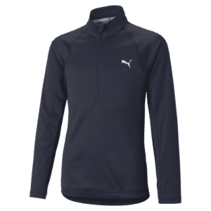 Girls Puma Quarter-zip Middle Layer golf jumper in Navy.